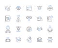Factory workflow outline icons collection. Factories, Workflow, Production, Manufacturing, Process, Quality, Machines