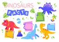 Facts about dinosaurs - flat design style poster