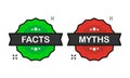 Facts or Myths badge green and red Stamp icon in flat style on white background. Vector illustration. Royalty Free Stock Photo