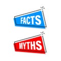 Facts and myths bubble isolated on white background. Symbol, logo illustration. Check mark icon vector design. Character Royalty Free Stock Photo