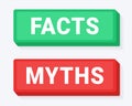 Facts myths button sign. True or false facts. Royalty Free Stock Photo