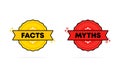 Facts or myths stamp. Vector. Facts or myths badge icon. Certified badge logo. Stamp Template. Label, Sticker, Icons. Vector EPS Royalty Free Stock Photo