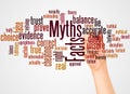 Facts - Myths word cloud and hand with marker concept Royalty Free Stock Photo