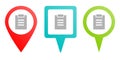 facture, test, pin icon. Multicolor pin vector icon, diferent type map and navigation point