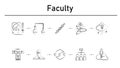 Faculty simple concept icons set. Contains such icons as radionics, testing tube, mutation, cold fusion, bio weapon