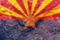 Faded Arizona state flag icon pattern isolated on weathered solid rock wall background