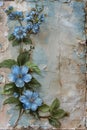 Faded Beauty: A Baroque Wall of Blue Flowers and Tarnished Treas