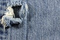 Faded Blue Jeans Hole Royalty Free Stock Photo