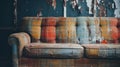 Rustic Charm: Distressed Flannel Couch With Vintage Appeal