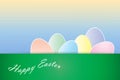Faded colorful eggs on Happy Easter card Royalty Free Stock Photo