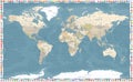 Faded Dark Colored World Map and Flags of the World