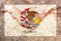 Faded Illinois state flag icon pattern isolated on weathered solid rock wall background