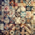 Faded Old Patchwork Quilt Pattern Royalty Free Stock Photo