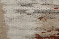 Faded old white painted red brick wall background Royalty Free Stock Photo