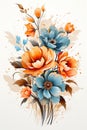 Faded Peacock Blooms: A Stunning Floral Illustration on a Light