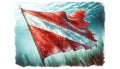Faded SCUBA Dive Flag below the surface, watercolor Royalty Free Stock Photo