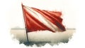 Faded SCUBA Dive Flag on the surface, watercolor Royalty Free Stock Photo