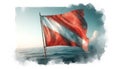 Faded SCUBA Dive Flag on the surface, watercolor Royalty Free Stock Photo