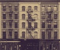 Faded wall of windows on New York City buildings Royalty Free Stock Photo