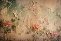 Faded Wallpaper with Floral Patterns and Peeling Corners Royalty Free Stock Photo