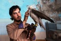 Palestinian man, loves to raise dangerous snakes and hawks at his home