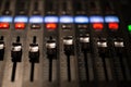 Fader digital mixing console with volume meter Royalty Free Stock Photo