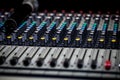 fader digital mixing console with volume meter Royalty Free Stock Photo