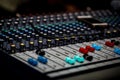 fader digital mixing console with volume meter Royalty Free Stock Photo