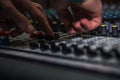 fader digital mixing console with volume meter Royalty Free Stock Photo