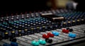 fader digital mixing console with volume meter Royalty Free Stock Photo