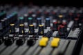 fader digital mixing console with volume meter Royalty Free Stock Photo