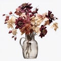 Fading Beauty: Withered Flowers in a Vase Isolated on Transparent Background. Generative ai