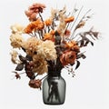 Fading Beauty: Withered Flowers in a Vase Isolated on Transparent Background. Generative ai