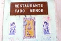 Fado restaurant sign angels old tiles, Portugal