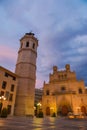 Fadri Tower and Cathedral of Castellon evening view