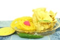 Fafda jalebi traditional gujrati indian snack food dish in white background