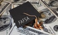 FAFSA Free Application for Federal Student Aid text on graduation cap and money - financial aid concept
