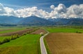 Fagaras mountain in the spring in Romania, aerial view Royalty Free Stock Photo