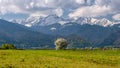 Fagaras mountain in the spring in Romania, aerial view Royalty Free Stock Photo