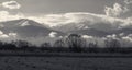 Fagaras mountains at Sambata de Sus in black an white Royalty Free Stock Photo