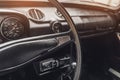 A fragment of the interior of an old Zhiguli car. Toolbar. Helm Royalty Free Stock Photo