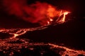 Fagradalsfjall volcanic eruption at night, Iceland