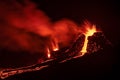 Fagradalsfjall volcanic eruption at night, Iceland