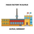 Fagus Factory In Alfeld, Alfeld, Germany line icon concept. Fagus Factory In Alfeld, Alfeld, Germany flat vector sign