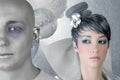 Fahion hairstyle woman futuristic silver alien Royalty Free Stock Photo