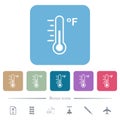 Fahrenheit thermometer medium temperature flat icons on color rounded square backgrounds