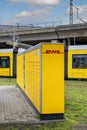 Deutsche Post vehicle at a parcel station in Berlin