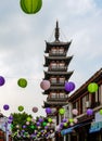 Fahua Temple and colorful lanterns in Jiading, Shanghai