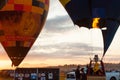 FAI European Hot Air Balloon Championship in Spain. Balloons rising up in the air Royalty Free Stock Photo