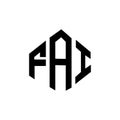 FAI letter logo design with polygon shape. FAI polygon and cube shape logo design. FAI hexagon vector logo template white and